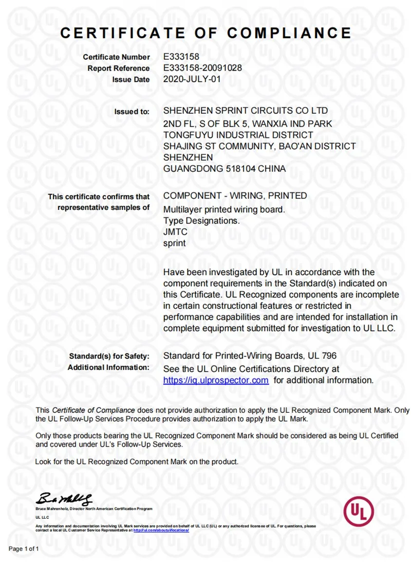 fabricantes de PCB certificados por UL