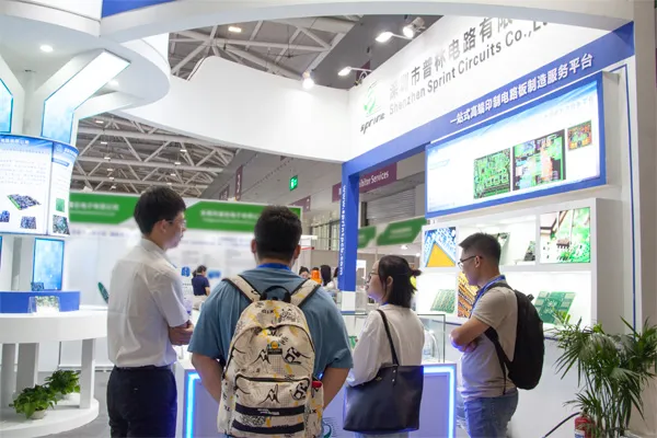 Customers visiting SprintPCB's booth at electronica South China