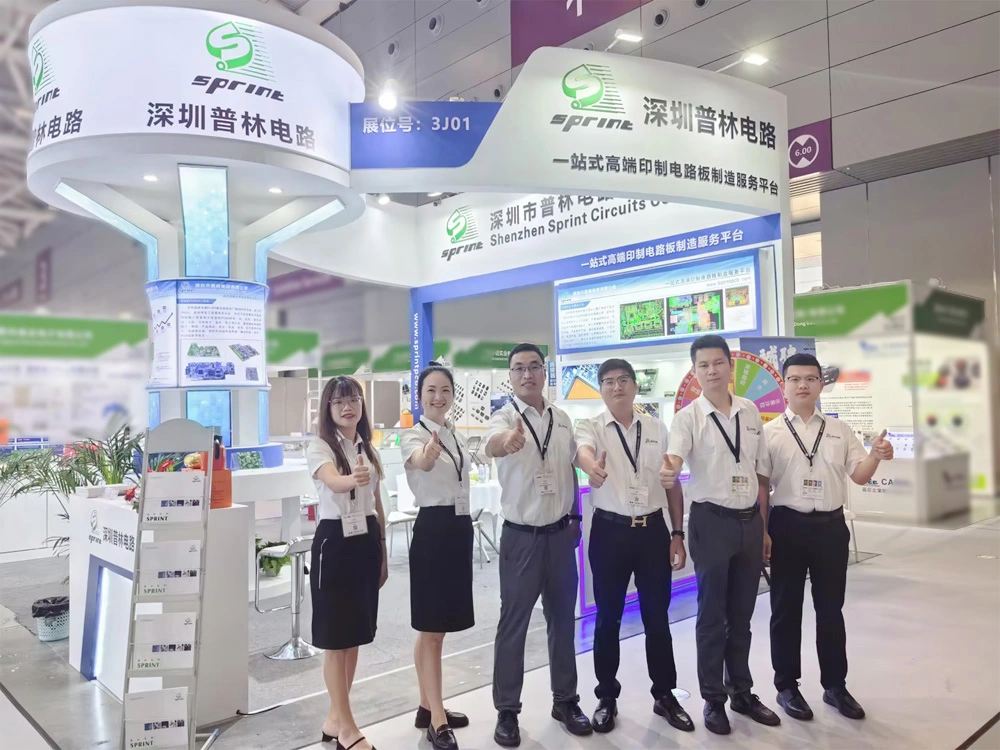 The staff of SprintPCB poses for a group photo at electronica South China.